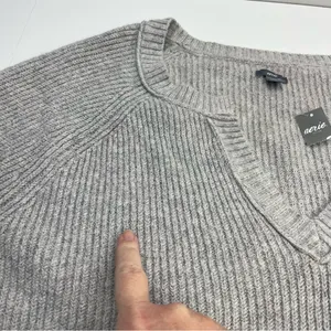Aerie Terry Cloth Sweater Womens XL Grey Gray Wrist Tie Notch Neck‎ NEW *FLAWED thumbnail 7
