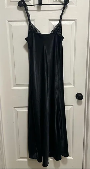 Vtg Victorias Secret Slip Dress Long Silky Sexy Gown Coquette Gold Label Size L thumbnail 2