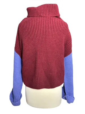 Free People Colorblock Oversized Turtleneck Sweater Size XS thumbnail 2