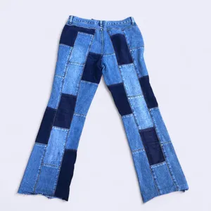 Y2K 2000s Denim Patchwork Boho Indie Mid Rise Wide Flare Bootcut Bell Bottom Jeans #Grunge #Western #Granola #Punk #Skater #Festival #Cottagecore thumbnail 2