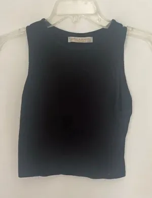 Pull & Bear Black Crop Tank Top Euro Medium Black Size undefined thumbnail 1