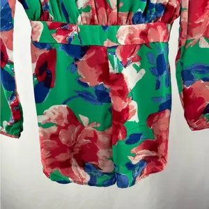 Lulus Sweetest Song‎ Floral Print Backless Long Sleeve Romper in Green Size Med thumbnail 5