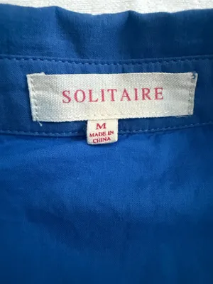 Solitaire Blue Embroidered Button Front Midi Dress M thumbnail 4