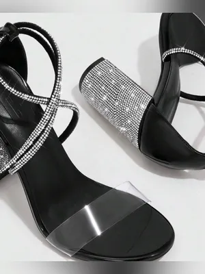 CUCCOO SZL Womans Embellished Silver Ankle Wrap Block Heel Sandals thumbnail 4