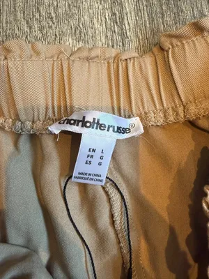 Charlotte Russe Womens Large Tan Brown Dress Shorts Golf Shorts Ties in Front thumbnail 3