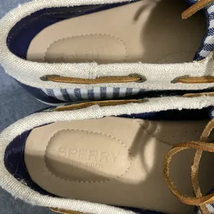 Sperry Women's Topsiders Women's 8M Blue Leather/Linen Canvas Close Toe Shoes thumbnail 10