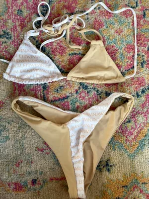 White and tan bikini thumbnail 1
