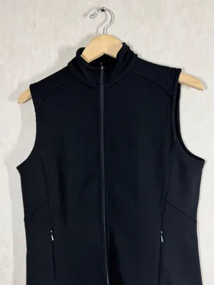 ibex Women’s Merino Wool Full Zip Vest Sleeveless in Black M thumbnail 2