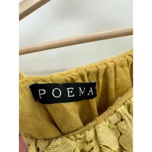 Poema Yellow Lace Floral Off Should Tunic Top Mini Dress Layered Women Small/Med thumbnail 5
