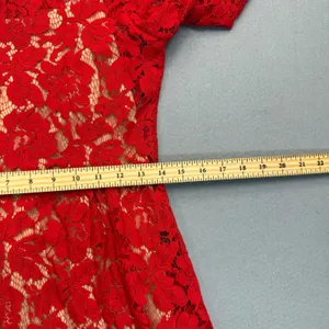 Mare Mare‎ Anthropologie Red Floral Lace Fit & Flare Dress XS 3/4 Sleeve Holiday thumbnail 4