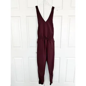 Albion Classic Overall Jumpsuit Burgundy Wine Adjustable Strap Jogger Tall thumbnail 3
