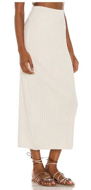 NWOT Beach To Night Midi Skirt by Free People FP Beach sz. Small in Cream thumbnail 1