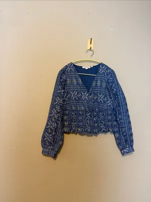 Anthropologie Forever That Girl Embroidered Smocked‎ Waist Top Size XL thumbnail 3
