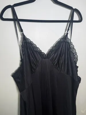 Vintage Mel-Lin Size 48 Black Lace-Trim Slip Dress for Women - Classic Intimates thumbnail 2