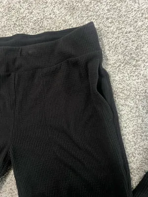 Warm Essentials by CuddlDuds Women's Black Ribbed Athletic Joggers thumbnail 2