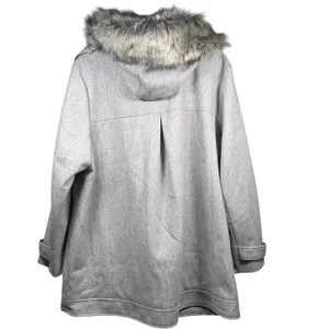 Coffee Shop NY Jacket Women's 2X Gray Full Zip Faux Fur Lined Hood Pockets NWOT thumbnail 2