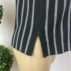 Anthropologie Moth Gray & White Striped Mock Turtleneck Sleeveless Knit Top S thumbnail 5