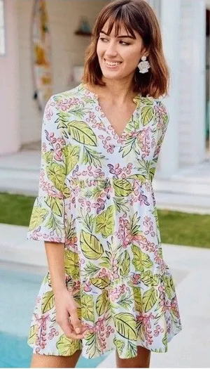 Mary Square Dress Size XS Vine Time Lime Laguna Dress SPF 50 Mini Summer thumbnail 1