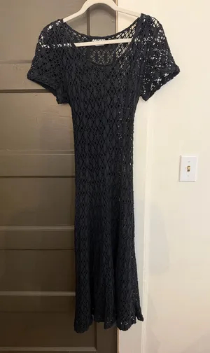 Vintage crochet like coverup Black Size L thumbnail 1