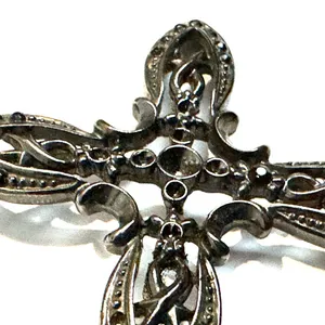 Unique Vintage Vintage Black and Silver Ornate Cross Pendant Necklace, Gothic and Punk Style thumbnail 3