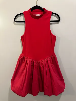 Sofie The Label Mixed Material High Neck Bubble Skirt Crimson Red Size M thumbnail 5