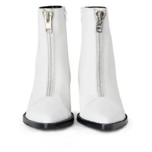 Jeffrey Campbell White Landyn 2 Western Bootie with Front Silver Zip 7.5 thumbnail 5