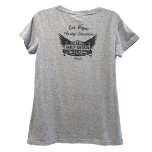 Harley-Davidson Graphic‎ T-Shirt Gray Excellent Studded Las Vegas Women Medium thumbnail 5