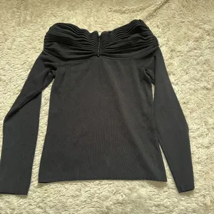 Vintage Cabo S Off the Shoulder Black Stretch Knit Sweater Long Sleeve Beaded thumbnail 6
