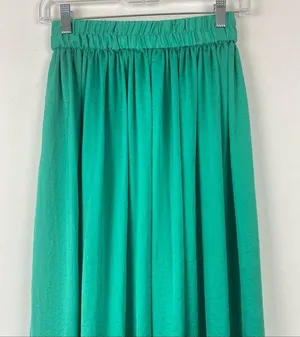 Mango CASUAL Maxi Skirt Green Satin Polyester Floor Length Elastic Waist XS thumbnail 10