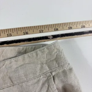 Eileen Fisher Pants Womens Large Beige Linen Cargo Wide Leg Pull On Cropped thumbnail 7