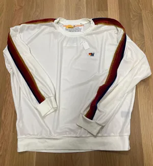Aviator Nation CLASSIC VELVET RELAXED SWEATSHIRT - WHITE thumbnail 1