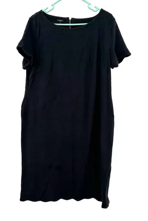 Talbots Size 1X Dress Black‎ Tee Shirt Dress Short Sleeve Zipper Back Sheath thumbnail 1