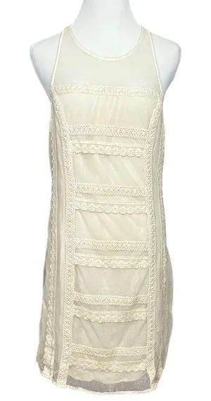 Abercrombie & Fitch Boho Cream Lace and Crochet Tank Dress L thumbnail 1