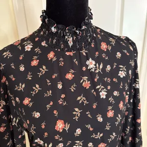 Caara Edita Black Floral Long Sleeve Sheath Dress Size Large Boho Beach Cowgirl thumbnail 2