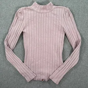 Free People Party in the Back Top Women's XS Purple Ribbed Long Sleeve Tie Back thumbnail 2