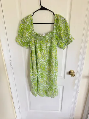 SZ Blockprints X J.Crew squareneck puff-sleeve mini dress in citrus paisley thumbnail 5