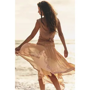 Free People Bohemian 70s FP One Kaia Asymmetrical Midi Skirt Desert Mirage XL thumbnail 3