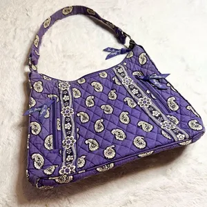 Vera Bradley Simply Violet Purple Paisley Quilted Shoulder Bag Retired Pattern thumbnail 2