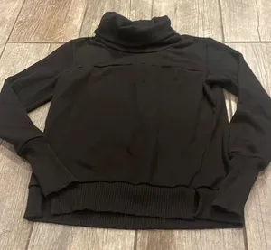 ALO Yoga Black Cowl Turtleneck Sweater Ribbed Knit thumbnail 1