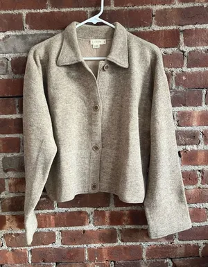 J. Crew Women's Taupe Button-Front Wool-Blend Jacket Size Medium thumbnail 1