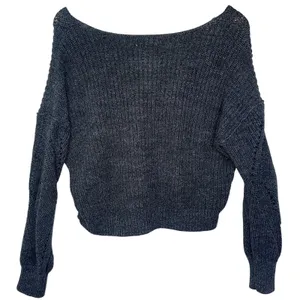 Abercrombie & Fitch Gray Open Knit Long Sleeve Pullover V-Neck Sweater Size S thumbnail 3