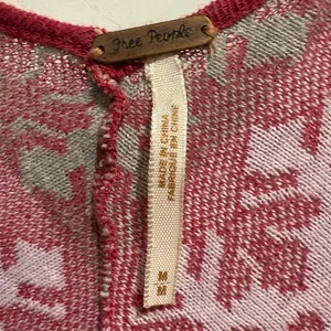 Free People babydoll knit cotton mini dress M berry pink thumbnail 3