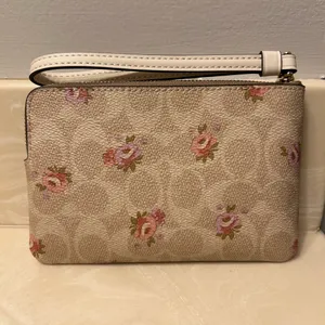 Coach Cream and Pink Floral Wristlet thumbnail 2