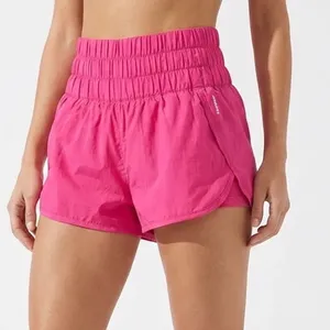Free People Movement Way Home Shorts Pink Smocked High Waist Athletic Small thumbnail 1