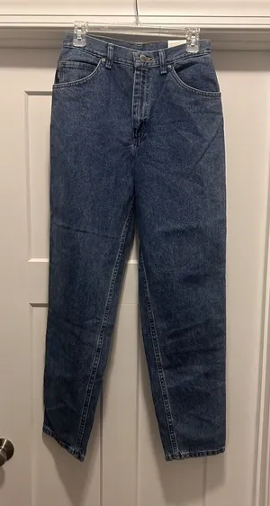 Chic Size 8 Vintage Blue Classic Fit Mom Jeans New Women High Rise Denim Cotton thumbnail 1