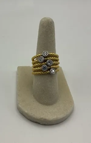 Freida Rothman Signature Cityscape 5 Stack Ring Sterling Silver CZ 6 YRZR090241B thumbnail 1