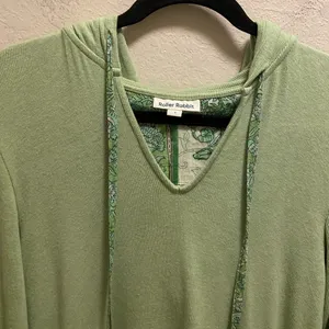 Roller Rabbit Green Lena Ribbed Long Sleeve Hoodie Size Small thumbnail 2