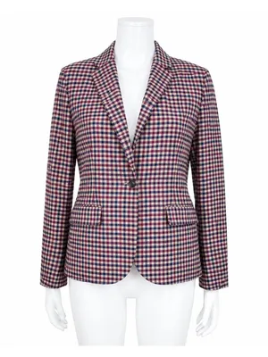 Merona Women’s 16 Plaid Wool Blend Blazer Equestrian Preppy Career Old Money thumbnail 1