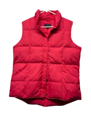 Lands' End Down Puffer Vest Women's Sz Small Hot Pink Snap High Neck Quilted thumbnail 1