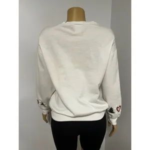 Vintage 90s NutCracker Christmas Sweatshirt White Reindeer Poinsettia Glitter M thumbnail 5